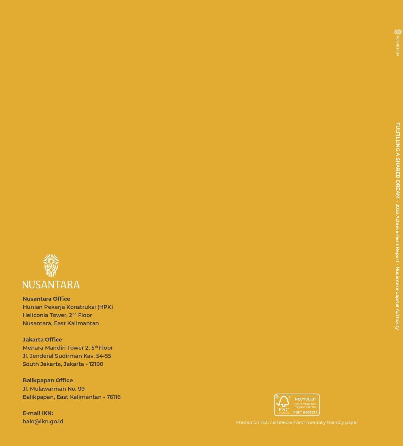 The 2023 Nusantara Capital Authority (NCA) Achievements Book
