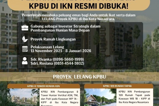 Otorita IKN Buka Lelang Dua Proyek KPBU Hunian ASN Melalui Platform Investara